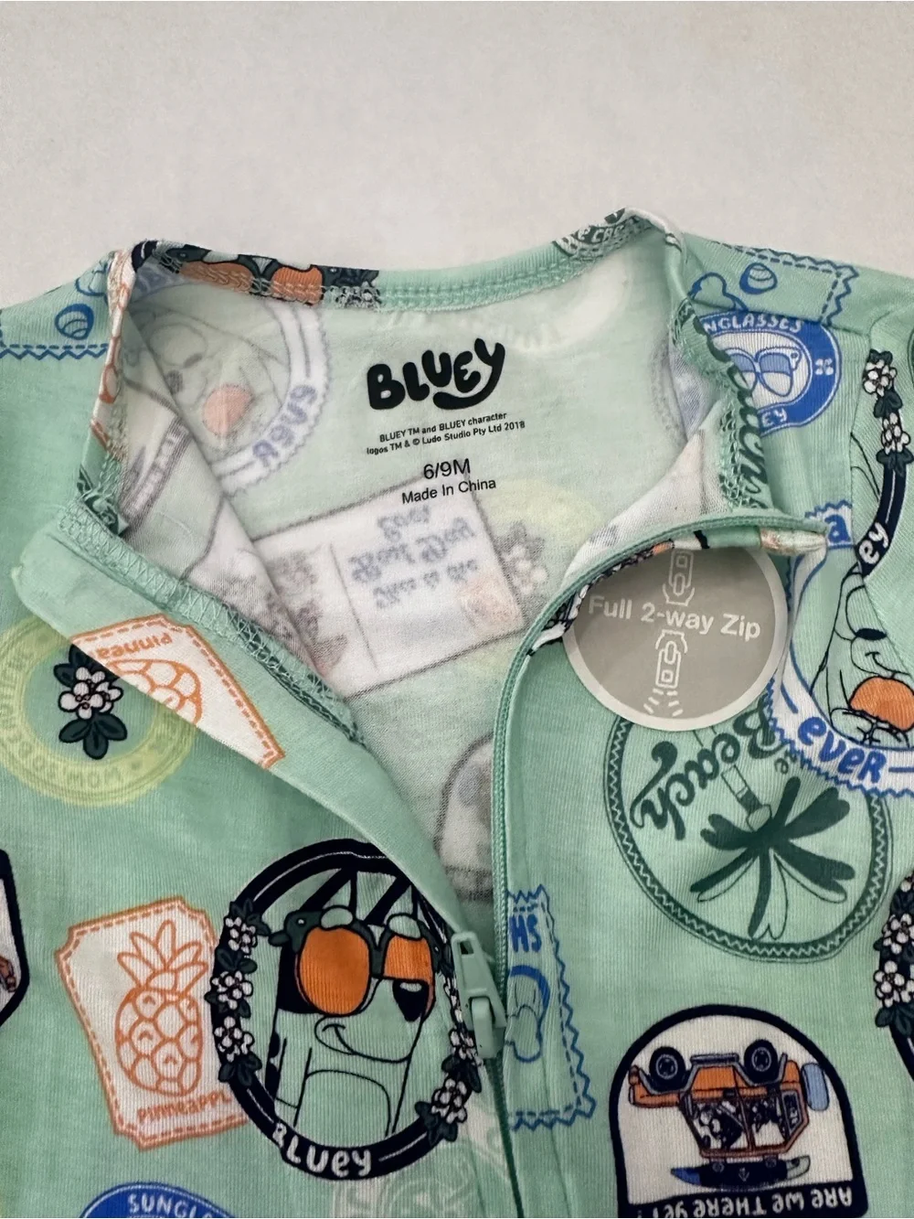 Bluey Baby Boy Cozy and Comfortable Viscose 2-Way Zip Footed 1 pc Sleep N Play